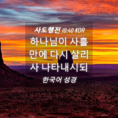 Picture 04 - 사도행전 10:40 KOR - 하나님이 사흘만에 다시 살리사 - Bible Verse Picture