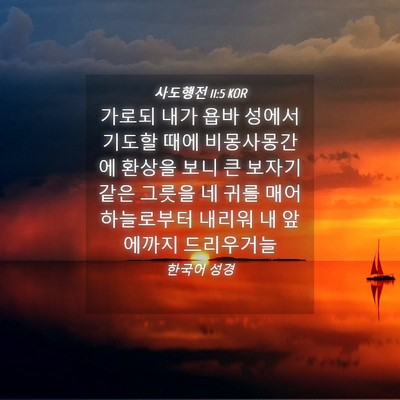Picture 04 - 사도행전 11:5 KOR - 가로되 내가 욥바 성에서 기도할 - Bible Verse Picture