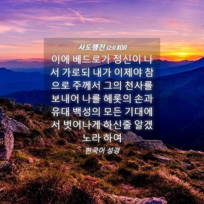 Picture 04 - 사도행전 12:11 KOR - 이에 베드로가 정신이 나서 가로되 - Bible Verse Picture