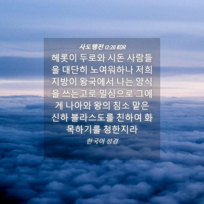 Picture 04 - 사도행전 12:20 KOR - 헤롯이 두로와 시돈 사람들을 대단히 - Bible Verse Picture