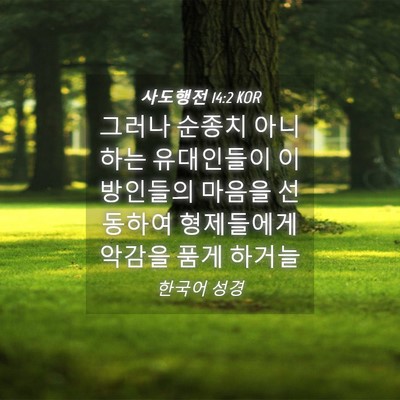 Picture 04 - 사도행전 14:2 KOR - 그러나 순종치 아니하는 유대인들이 - Bible Verse Picture