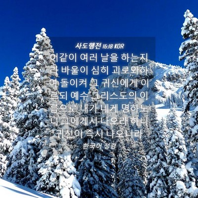 Picture 04 - 사도행전 16:18 KOR - 이같이 여러 날을 하는지라 바울이 - Bible Verse Picture