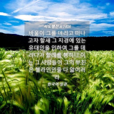 Picture 04 - 사도행전 16:3 KOR - 바울이 그를 데리고 떠나고자 할새 - Bible Verse Picture