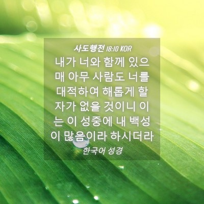 Picture 04 - 사도행전 18:10 KOR - 내가 너와 함께 있으매 아무 사람도 - Bible Verse Picture