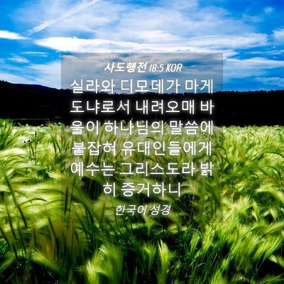 Picture 04 - 사도행전 18:5 KOR - 실라와 디모데가 마게도냐로서 - Bible Verse Picture