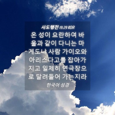 Picture 04 - 사도행전 19:29 KOR - 온 성이 요란하여 바울과 같이 - Bible Verse Picture