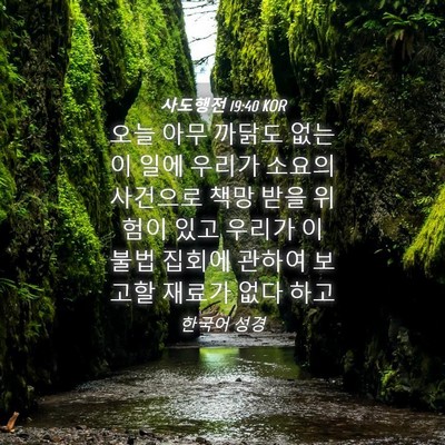 Picture 04 - 사도행전 19:40 KOR - 오늘 아무 까닭도 없는 이 일에 - Bible Verse Picture
