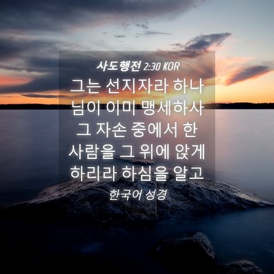 Picture 04 - 사도행전 2:30 KOR - 그는 선지자라 하나님이 이미 - Bible Verse Picture