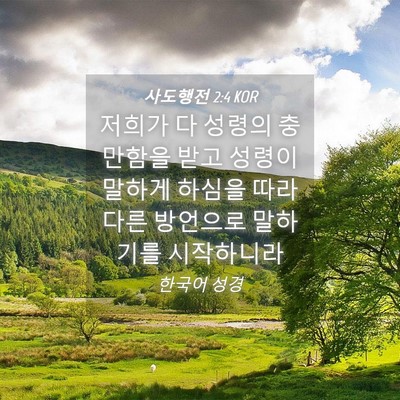 Picture 04 - 사도행전 2:4 KOR - 저희가 다 성령의 충만함을 받고 - Bible Verse Picture