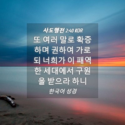 Picture 04 - 사도행전 2:40 KOR - 또 여러 말로 확증하며 권하여 - Bible Verse Picture