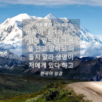 Picture 04 - 사도행전 20:10 KOR - 바울이 내려가서 그 위에 엎드려 그 - Bible Verse Picture