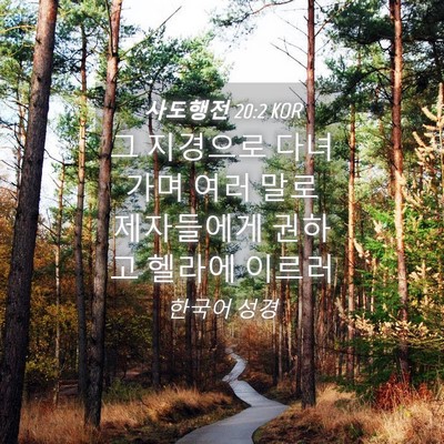 Picture 04 - 사도행전 20:2 KOR - 그 지경으로 다녀가며 여러 말로 - Bible Verse Picture