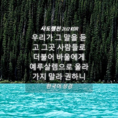 Picture 04 - 사도행전 21:12 KOR - 우리가 그 말을 듣고 그곳 사람들로 - Bible Verse Picture