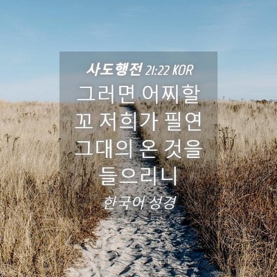 Picture 04 - 사도행전 21:22 KOR - 그러면 어찌할꼬 저희가 필연 그대의 - Bible Verse Picture