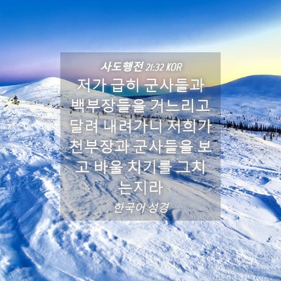 Picture 04 - 사도행전 21:32 KOR - 저가 급히 군사들과 백부장들을 - Bible Verse Picture