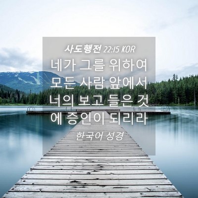 Picture 04 - 사도행전 22:15 KOR - 네가 그를 위하여 모든 사람 앞에서 - Bible Verse Picture