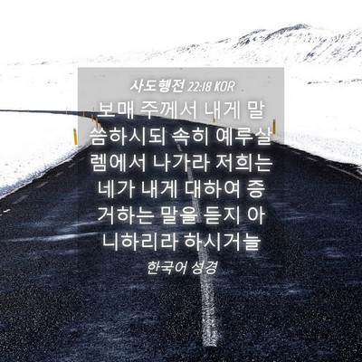 Picture 04 - 사도행전 22:18 KOR - 보매 주께서 내게 말씀하시되 속히 - Bible Verse Picture