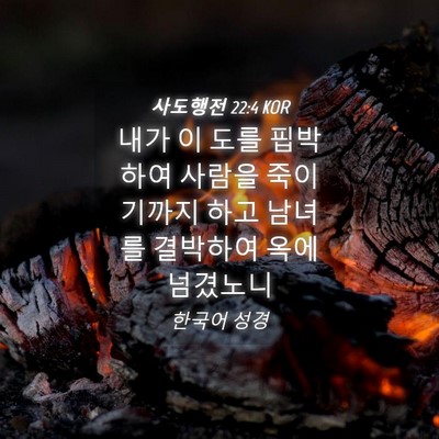 Picture 04 - 사도행전 22:4 KOR - 내가 이 도를 핍박하여 사람을 - Bible Verse Picture