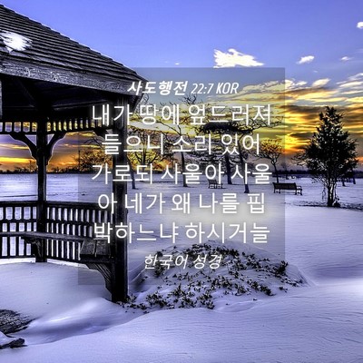 Picture 04 - 사도행전 22:7 KOR - 내가 땅에 엎드러져 들으니 소리 - Bible Verse Picture
