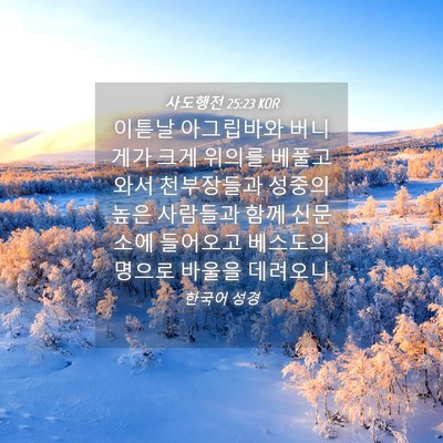 Picture 04 - 사도행전 25:23 KOR - 이튿날 아그립바와 버니게가 크게 - Bible Verse Picture