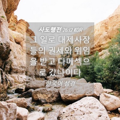 Picture 04 - 사도행전 26:12 KOR - 그 일로 대제사장들의 권세와 위임을 - Bible Verse Picture