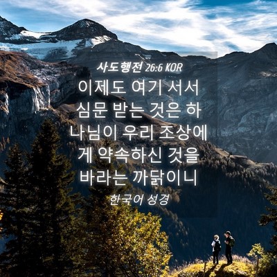 Picture 04 - 사도행전 26:6 KOR - 이제도 여기 서서 심문 받는 것은 - Bible Verse Picture