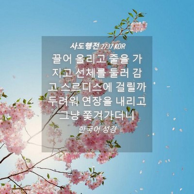 Picture 04 - 사도행전 27:17 KOR - 끌어 올리고 줄을 가지고 선체를 - Bible Verse Picture