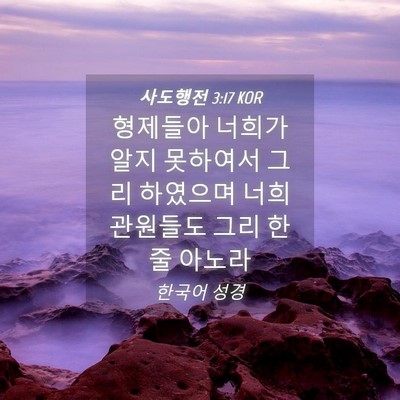 Picture 04 - 사도행전 3:17 KOR - 형제들아 너희가 알지 못하여서 그리 - Bible Verse Picture