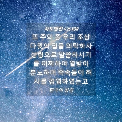 Picture 04 - 사도행전 4:25 KOR - 또 주의 종 우리 조상 다윗의 입을 - Bible Verse Picture