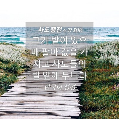 Picture 04 - 사도행전 4:37 KOR - 그가 밭이 있으매 팔아 값을 가지고 - Bible Verse Picture