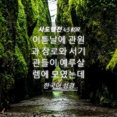 Picture 04 - 사도행전 4:5 KOR - 이튿날에 관원과 장로와 서기관들이 - Bible Verse Picture