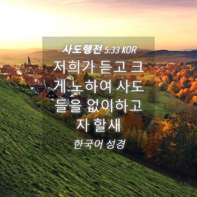 Picture 04 - 사도행전 5:33 KOR - 저희가 듣고 크게 노하여 사도들을 - Bible Verse Picture