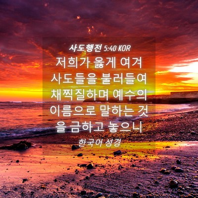 Picture 04 - 사도행전 5:40 KOR - 저희가 옳게 여겨 사도들을 불러들여 - Bible Verse Picture