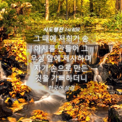 Picture 04 - 사도행전 7:41 KOR - 그 때에 저희가 송아지를 만들어 그 - Bible Verse Picture