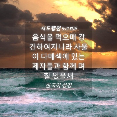 Picture 04 - 사도행전 9:19 KOR - 음식을 먹으매 강건하여지니라 - Bible Verse Picture