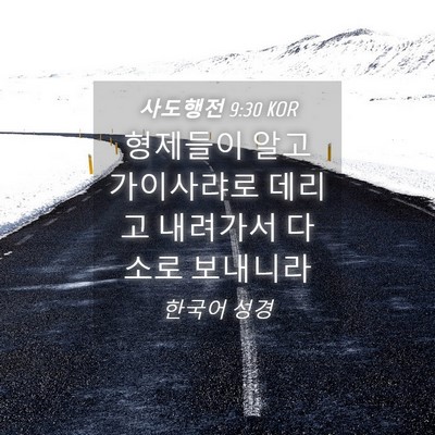 Picture 04 - 사도행전 9:30 KOR - 형제들이 알고 가이사랴로 데리고 - Bible Verse Picture