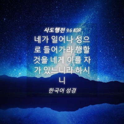 Picture 04 - 사도행전 9:6 KOR - 네가 일어나 성으로 들어가라 행할 - Bible Verse Picture