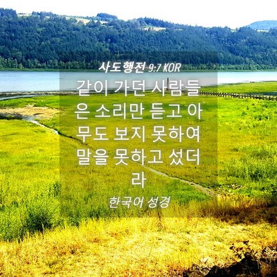 Picture 04 - 사도행전 9:7 KOR - 같이 가던 사람들은 소리만 듣고 - Bible Verse Picture