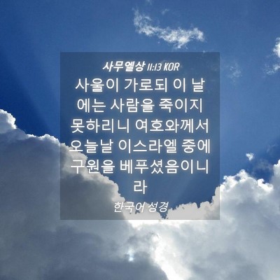 Picture 04 - 사무엘상 11:13 KOR - 사울이 가로되 이 날에는 사람을 - Bible Verse Picture