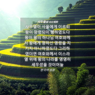 Picture 04 - 사무엘상 13:13 KOR - 사무엘이 사울에게 이르되 왕이 - Bible Verse Picture