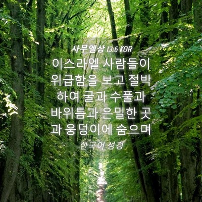 Picture 04 - 사무엘상 13:6 KOR - 이스라엘 사람들이 위급함을 보고 - Bible Verse Picture