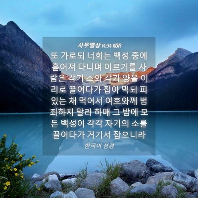 Picture 04 - 사무엘상 14:34 KOR - 또 가로되 너희는 백성 중에 흩어져 - Bible Verse Picture