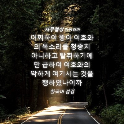 Picture 04 - 사무엘상 15:19 KOR - 어찌하여 왕이 여호와의 목소리를 - Bible Verse Picture