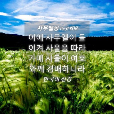 Picture 04 - 사무엘상 15:31 KOR - 이에 사무엘이 돌이켜 사울을 - Bible Verse Picture