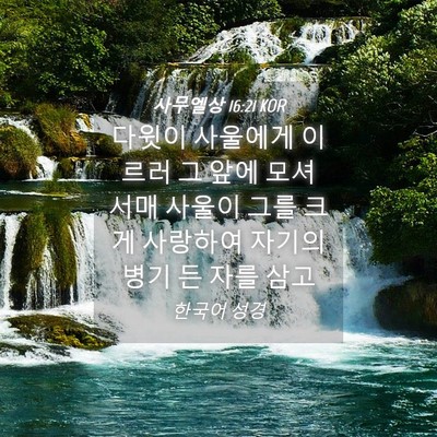 Picture 04 - 사무엘상 16:21 KOR - 다윗이 사울에게 이르러 그 앞에 - Bible Verse Picture