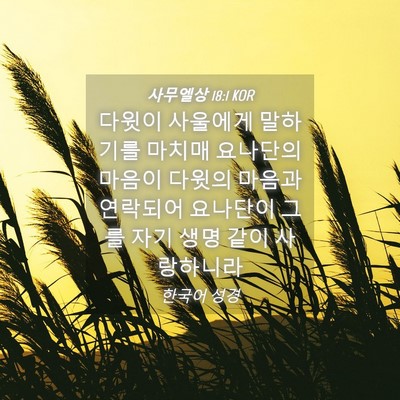 Picture 04 - 사무엘상 18:1 KOR - 다윗이 사울에게 말하기를 마치매 - Bible Verse Picture