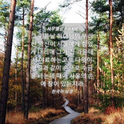 Picture 04 - 사무엘상 18:10 KOR - 그 이튿날 하나님의 부리신 악신이 - Bible Verse Picture