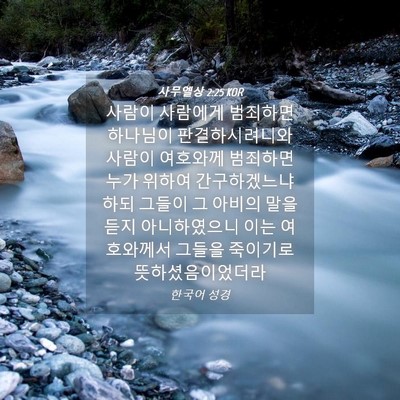 Picture 04 - 사무엘상 2:25 KOR - 사람이 사람에게 범죄하면 하나님이 - Bible Verse Picture