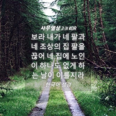 Picture 04 - 사무엘상 2:31 KOR - 보라 내가 네 팔과 네 조상의 집 팔을 - Bible Verse Picture