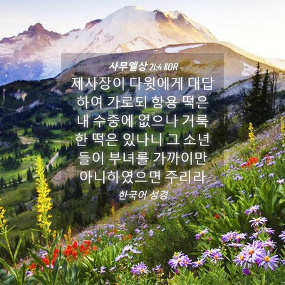 Picture 04 - 사무엘상 21:4 KOR - 제사장이 다윗에게 대답하여 가로되 - Bible Verse Picture
